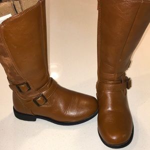 Girls size 1 cognac brown riding boots